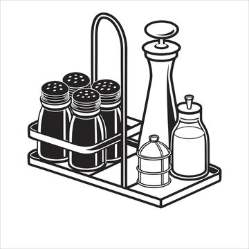 black and white condiment set clip art preview