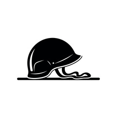 Black and white silhouette of a safety helmet.