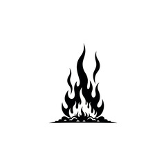 Black fire flame silhouette vector icon.