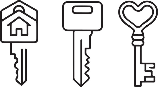 Vector Key set, real estate line icon