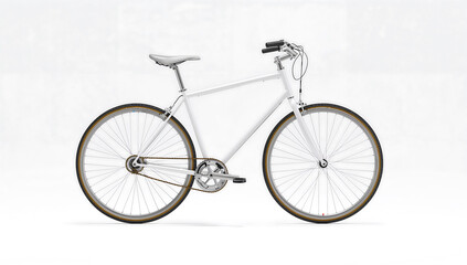 Minimalist white bicycle isolated on plain white background