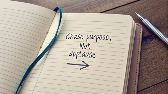 Open notebook with inspirational quote and forward arrow