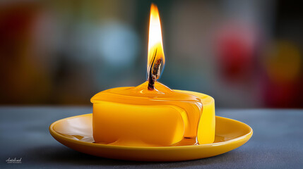 Candle melting slowly, wax dripping, cinematic macro shot.