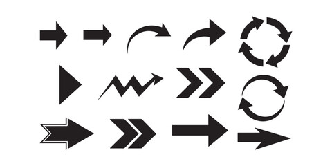Vector many different arrow element set