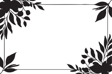 Floral frame vector: black and white botanical border for invitations and design eps silhouette