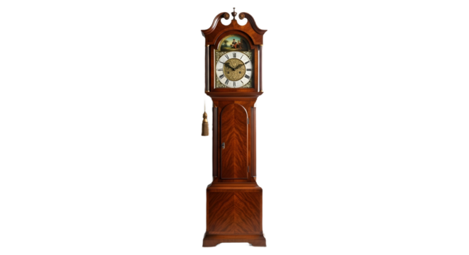 A standing grandfather clock on transparent background - Powered by Adobe
