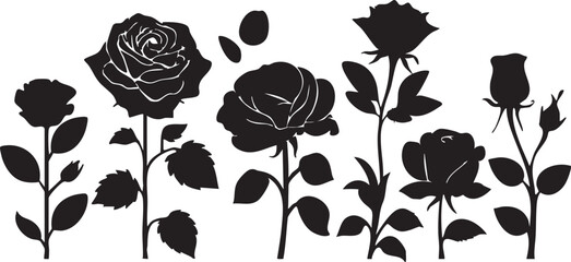 Rose flower vector silhouette: floral design elements for crafts and graphics eps