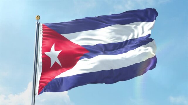 4K Cuba flag waving in the wind - realistic Cuba flag animation in high resolution, perfect for Cuba national day, independence, travel and patriotic video projects