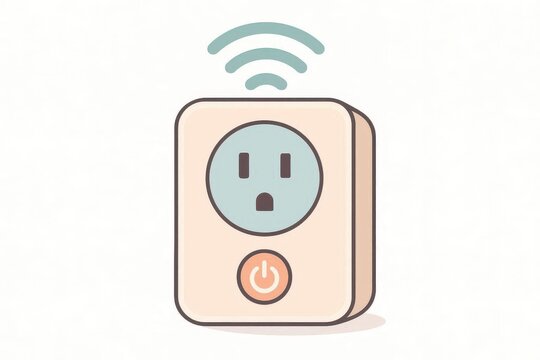 Smart plug clipart, wireless socket gadget, isolated on white background
