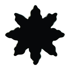 Black eight-pointed irregular star shape resembling an inkblot or melted abstract design on white background.