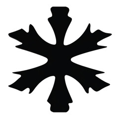 A stylized black snowflake symbol with six points and intricate edges.