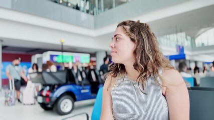 Female Traveler Selfie in an Airport Concourse - Powered by Adobe