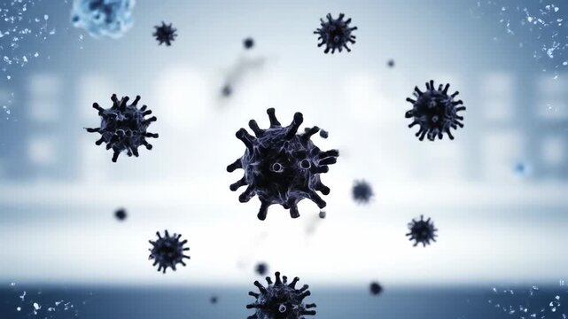 Detailed 3D Animation of Virus Destruction on a Microscopic Level.