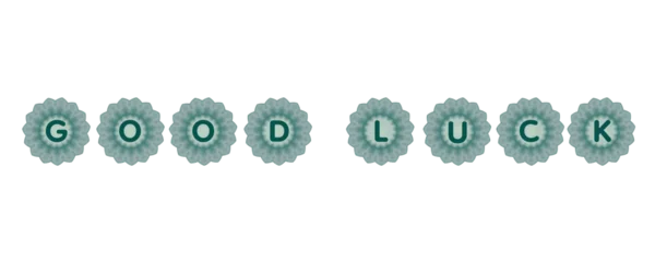 Fotobehang Positive Typography "Good Luck"teal green floral badges with minimalist flower design for positive vibes and modern typography  © Soapbeer