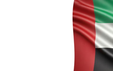 Celebrate the United Arab Emirates with this vibrant flag with copy space on left, perfect for events, design projects, and patriotic displays.