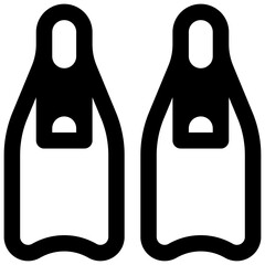 Swimming. Outlined stroke vector icon with black-filled details. © Side Project