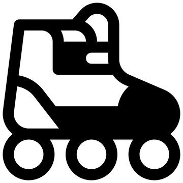 Skating. Outlined stroke vector icon with black-filled details.