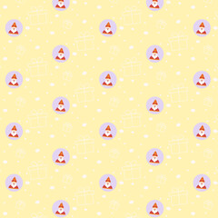 Sinterklaas Pattern with Santa Faces and Gifts on Yellow Background