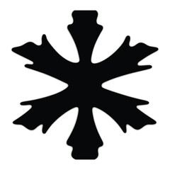 A black stylized six-pointed star or snowflake-like emblem on a white background, featuring ornate points.