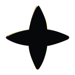 A simple, stylized black four-pointed star shape with rounded edges on a white background.