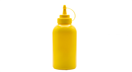 A yellow mustard bottle on transparent background