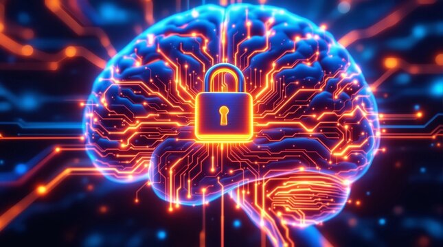 Secure your mind with cutting-edge AI cybersecurity technology brain protection concept
