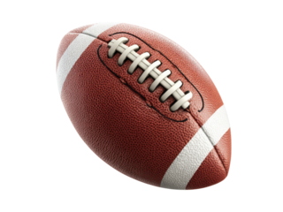 American football with white laces and stripes on black background sport leather, Isolated, Png Transparent Background