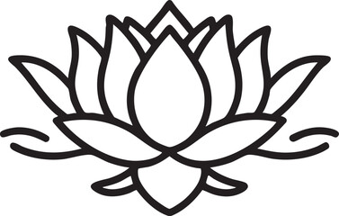 Lotus flower vector illustration: simple black and white outline eps silhouette