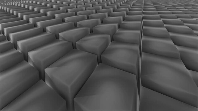 grey 3d cube sharp hedge motion graphics, abstract background looping aniamation