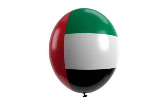 Celebratory UAE flag balloon floats joyfully, symbolizing national pride and festive occasions