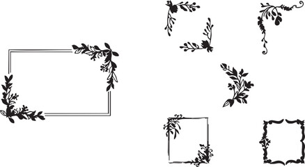 Floral frame vector pack: decorative flower borders and corner designs eps silhouette