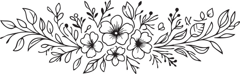 Floral vector illustration: black and white flower border design eps silhouette