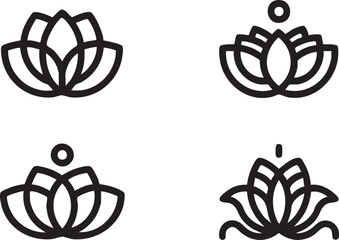 Lotus flower vector icons: yoga, meditation, and spiritual symbols eps silhouette