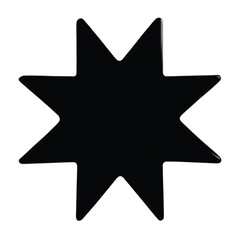 Black eight-pointed star shape with sharp angles and a solid, opaque appearance.