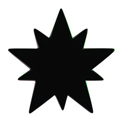 Black seven-pointed star shape with sharp edges on a plain white background, a striking geometric silhouette.