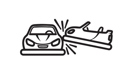 Bumper car impact outline icon vector
