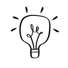 Hand Drawn Light Bulb Doodle Icon Electric Lamp