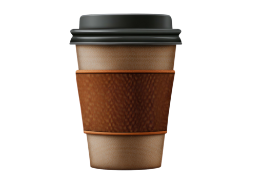 Disposable paper cup with lid and insulating sleeve
