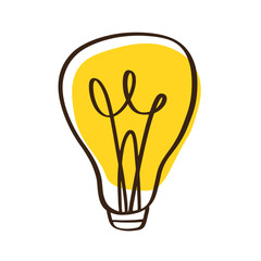 Hand Drawn Light Bulb Doodle Icon Electric Lamp