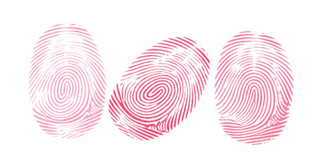 Finger print background white red vector, Biometric, identity icon set. Fingerprints icon set vector isolated.