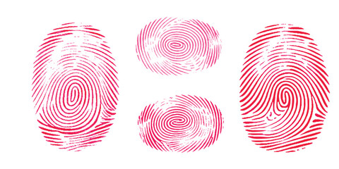 Finger print background white red vector, Biometric, identity icon set. Fingerprints icon set vector isolated.