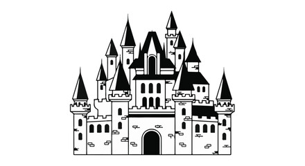 Obraz premium castle vector icon in black and white
