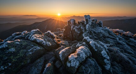 The way frost clings to high mountain rocks at dawn.