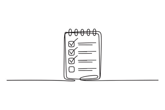 Modern one line art of checklist clipboard symbol simple linear design
