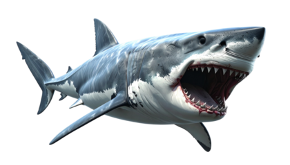  1. Predatory Shark with Sharp Teeth, isolated on transparent background