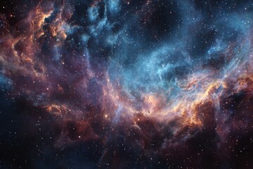 Fototapeta premium Vibrant cosmic nebula with swirling stellar clouds and brilliant colors illuminated in the vastness of space