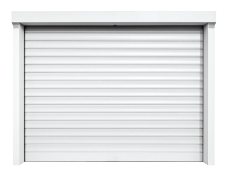 Secure white rolling shutter door for modern building design offering privacy and protection for commercial or residential use