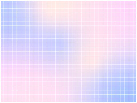 淡いピンクと青紫のグラデーションに、白い細線チェックを重ねた透明感のあるグリッド背景