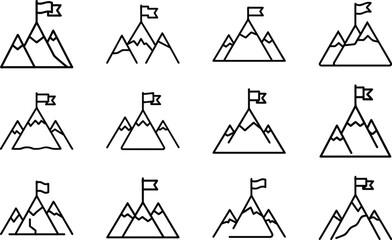 Business Management and Office Line Icons Set – Leadership, Growth, Cloud Network, Data Analytics, and Workplace Productivity Outline Symbol Bundle for Web, App, and Infographic Design