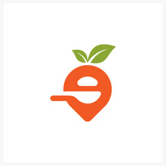 Food Location Logo Fresh Vegetables with Spoon and Pin Design for Healthy Eating and Restaurants